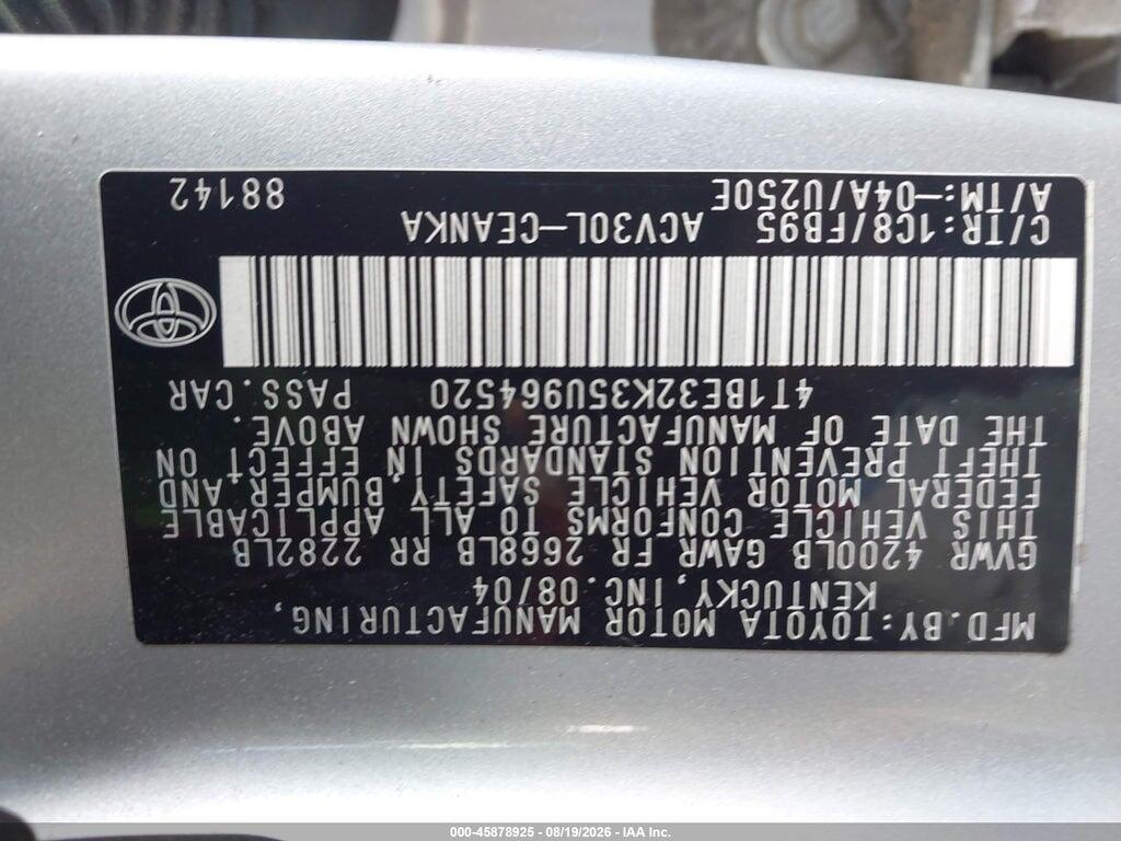 4T1BE32K35U964520 2005 TOYOTA CAMRY photo no. 9