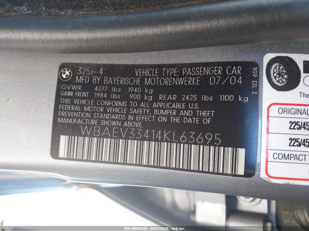 WBAEV33414KL63695 2004 BMW 325I photo no. 9