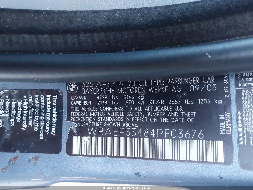 WBAEP33484PF03676 2004 BMW 325XIT photo no. 9