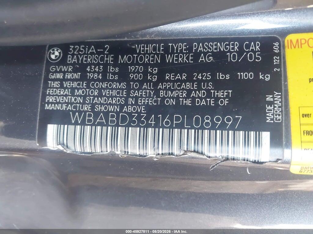 WBABD33416PL08997 2006 BMW 325CI photo no. 9