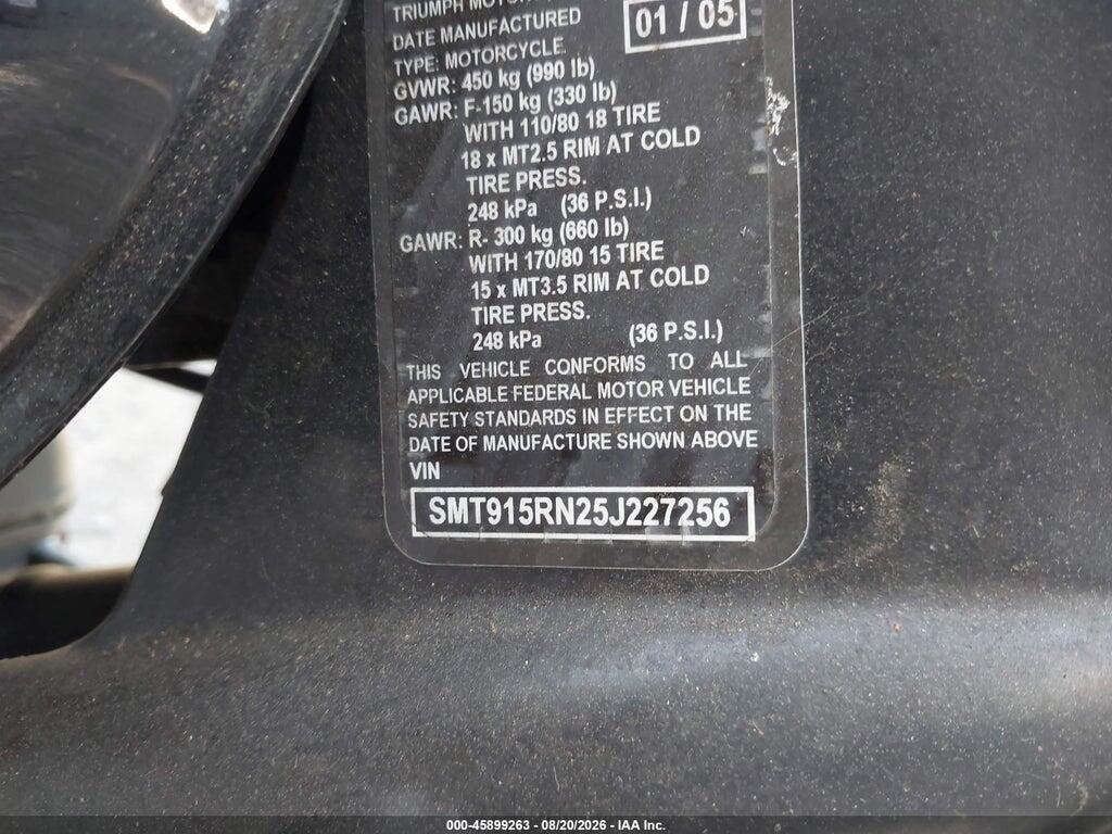 SMT915RN25J227256 2005 TRIUMPH MOTORCYCLE SPEED photo no. 10