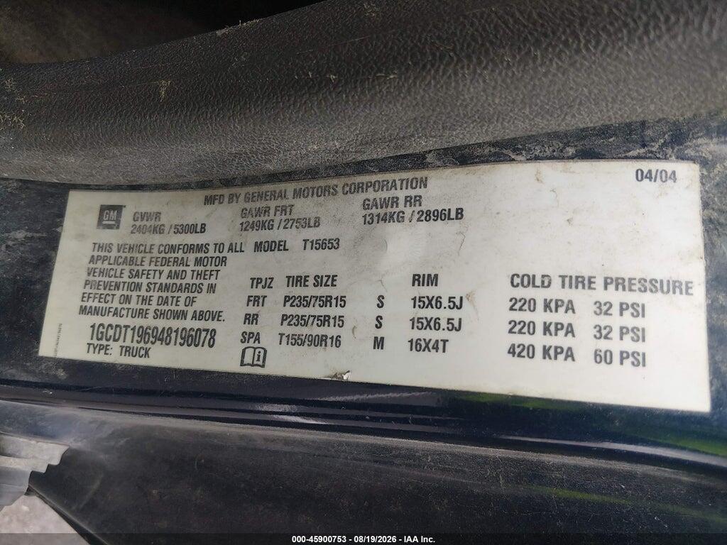1GCDT196948196078 2004 CHEVROLET COLORADO photo no. 5
