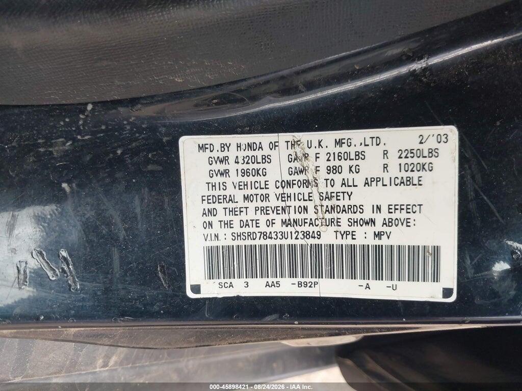 SHSRD78433U123849 2003 HONDA CR-V photo no. 9