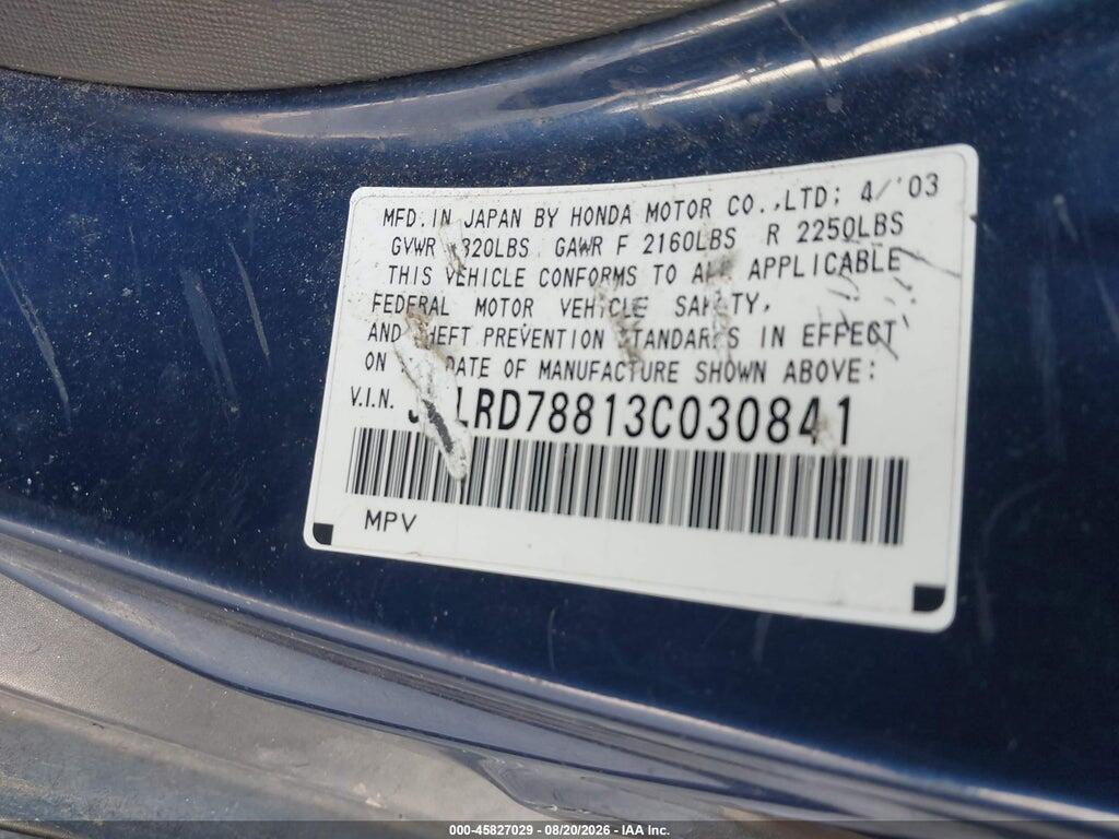 JHLRD78813C030841 2003 HONDA CR-V photo no. 9