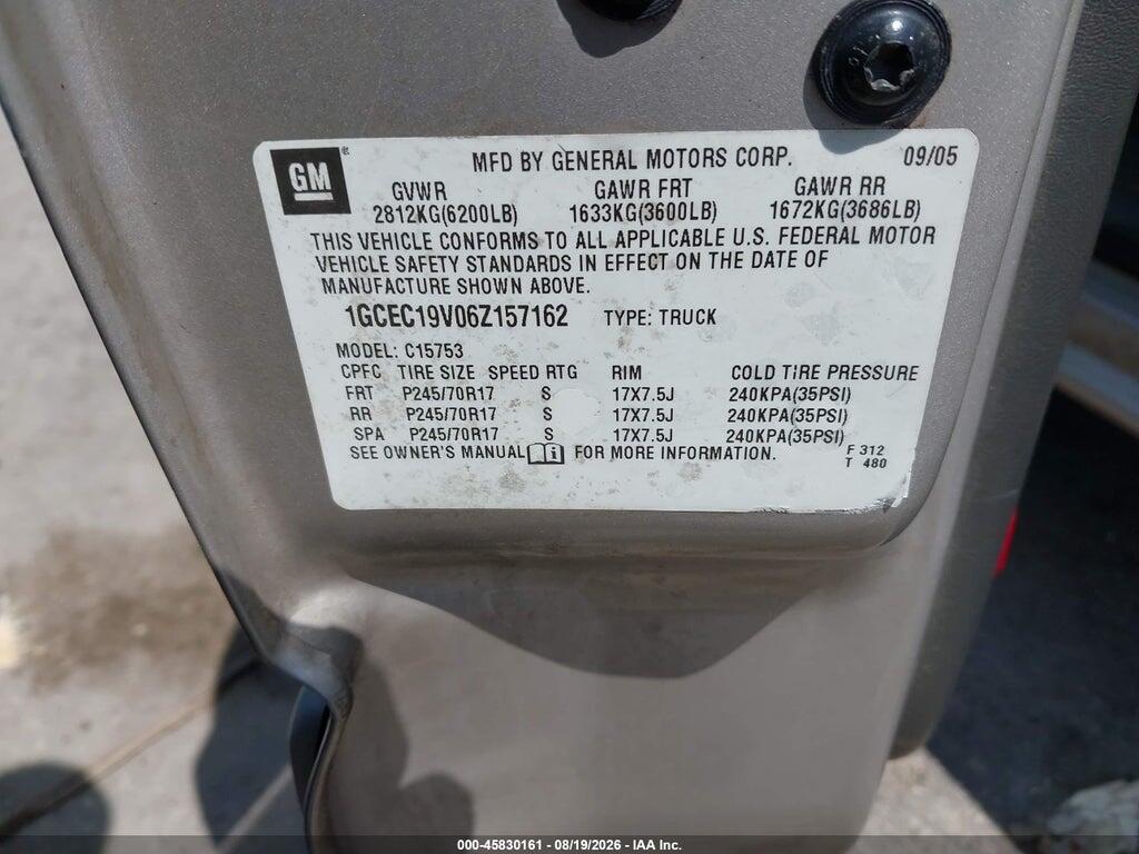 1GCEC19V06Z157162 2006 CHEVROLET SILVERADO 1500 photo no. 9