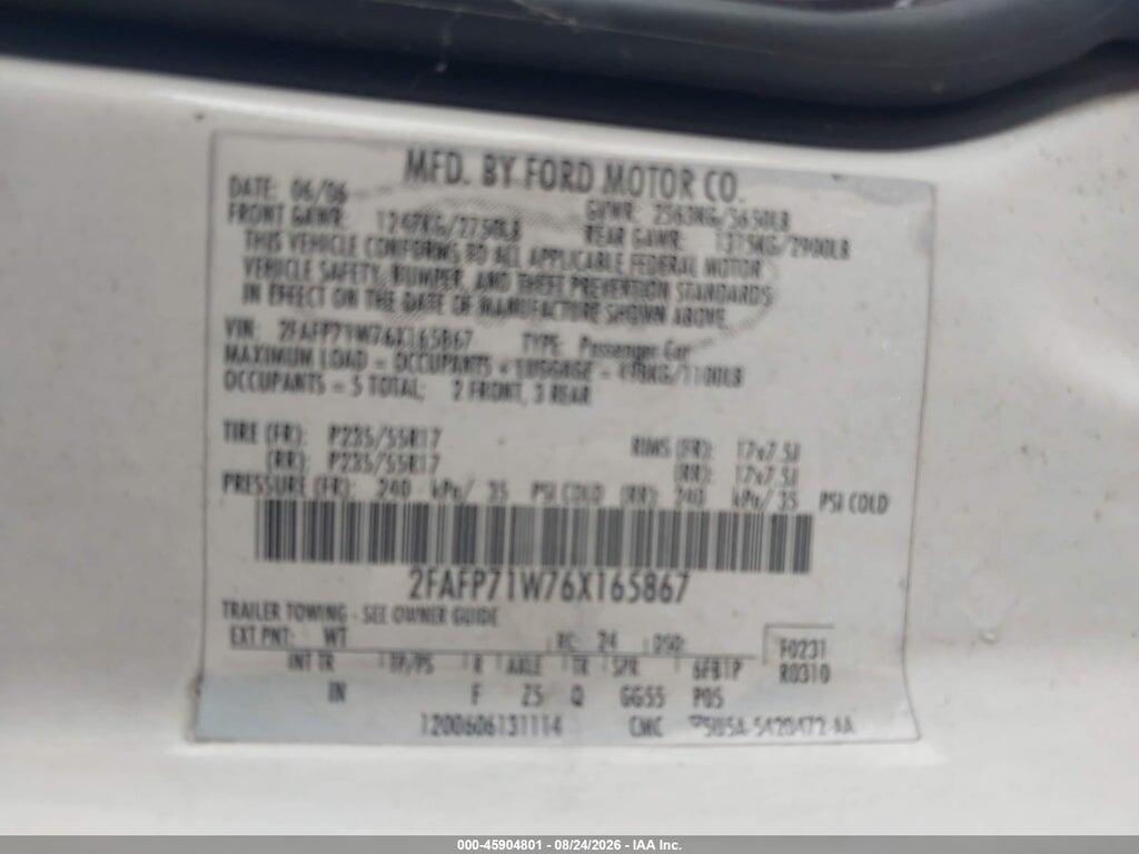 2FAFP71W76X165867 2006 FORD CROWN VICTORIA photo no. 9