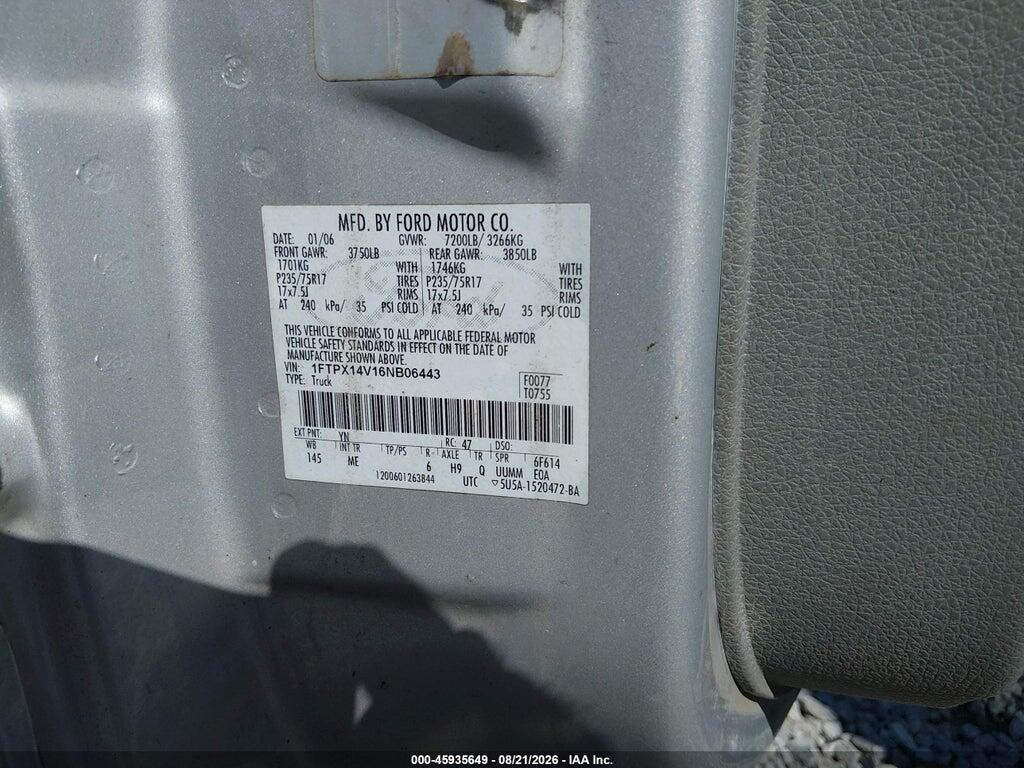 1FTPX14V16NB06443 2006 FORD F-150 photo no. 9