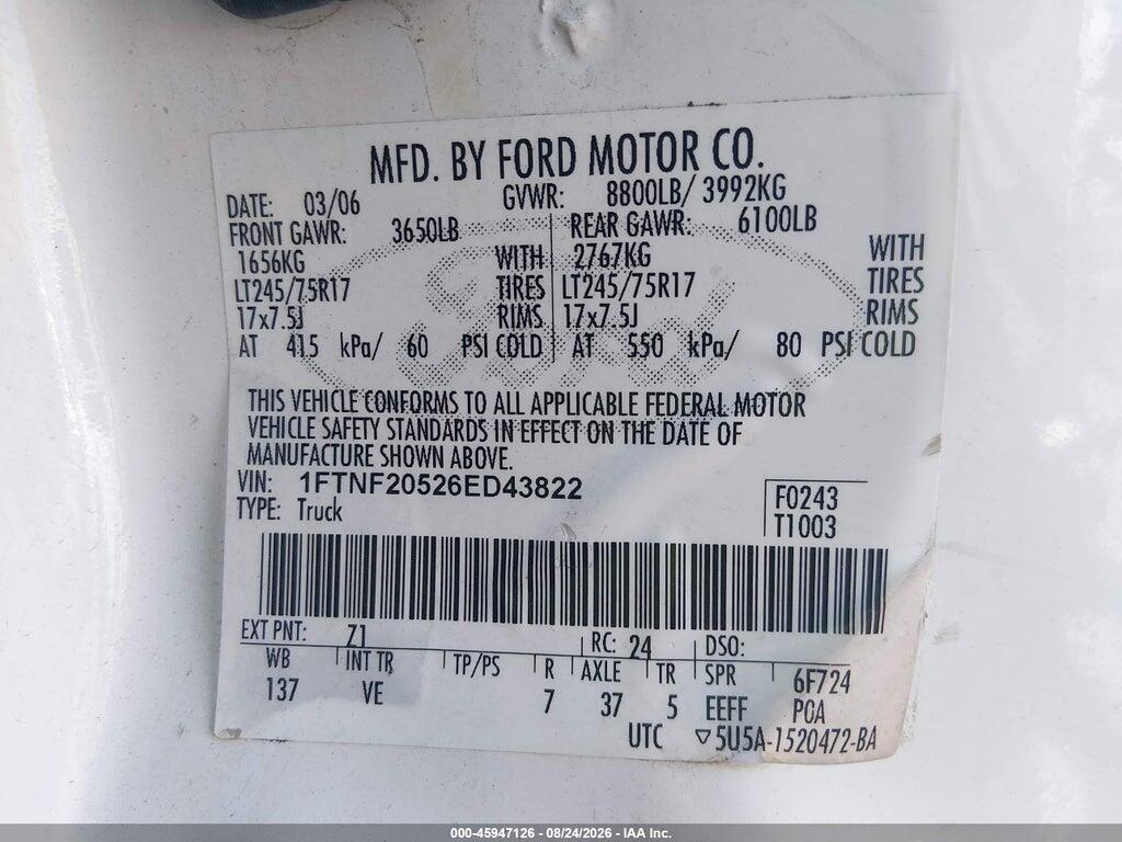 1FTNF20526ED43822 2006 FORD F-250 photo no. 9