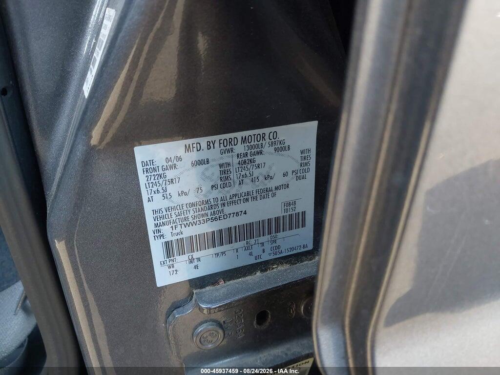 1FTWW33P56ED77874 2006 FORD F-350 photo no. 9