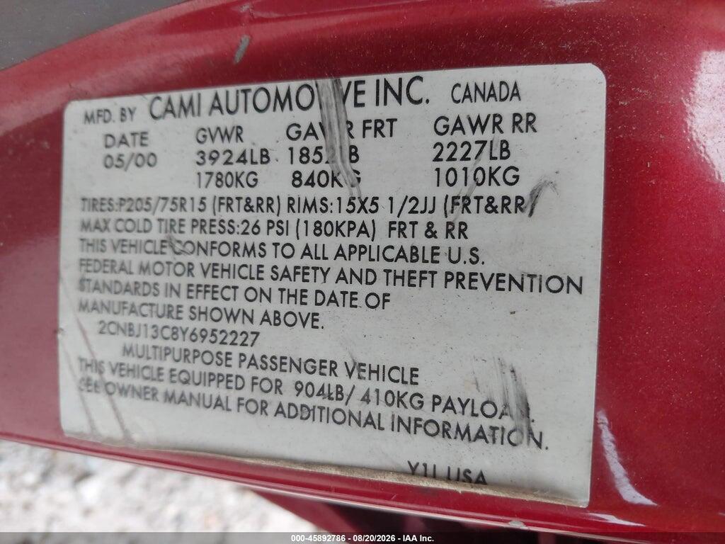 2CNBJ13C8Y6952227 2000 CHEVROLET TRACKER photo no. 9