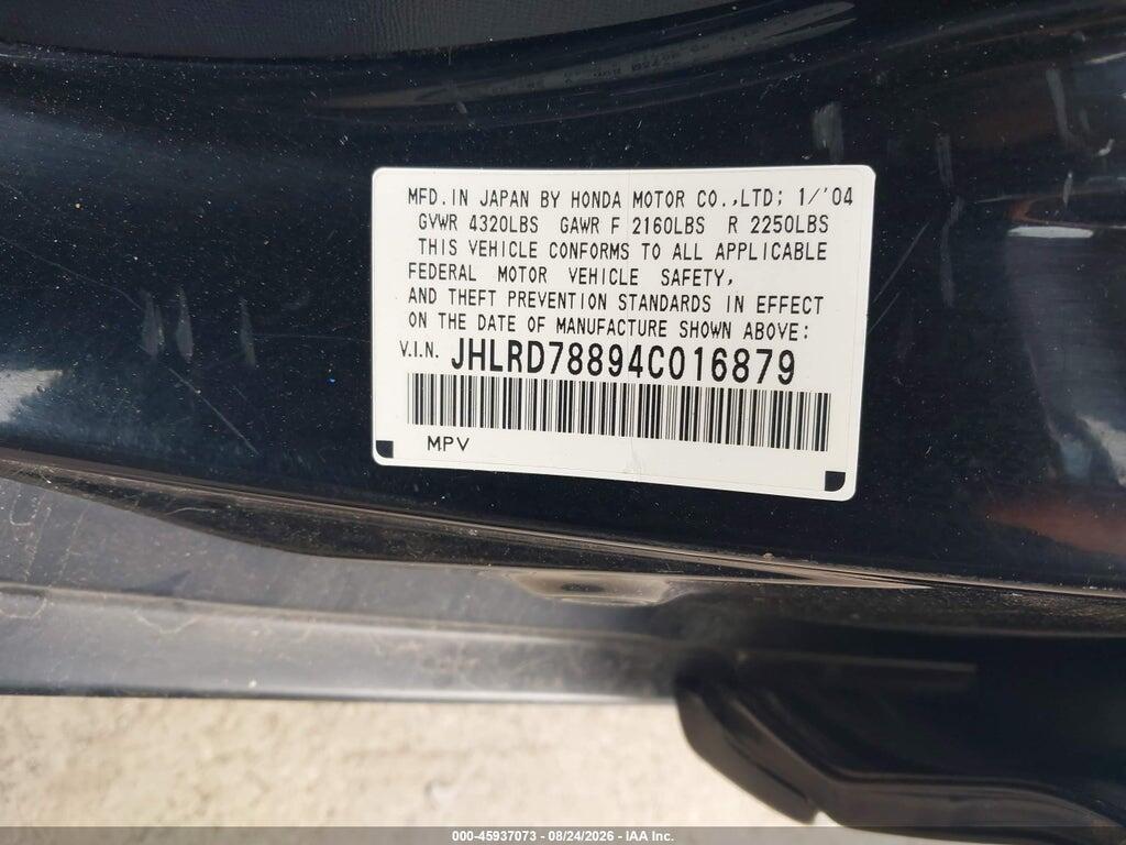 JHLRD78894C016879 2004 HONDA CR-V photo no. 9