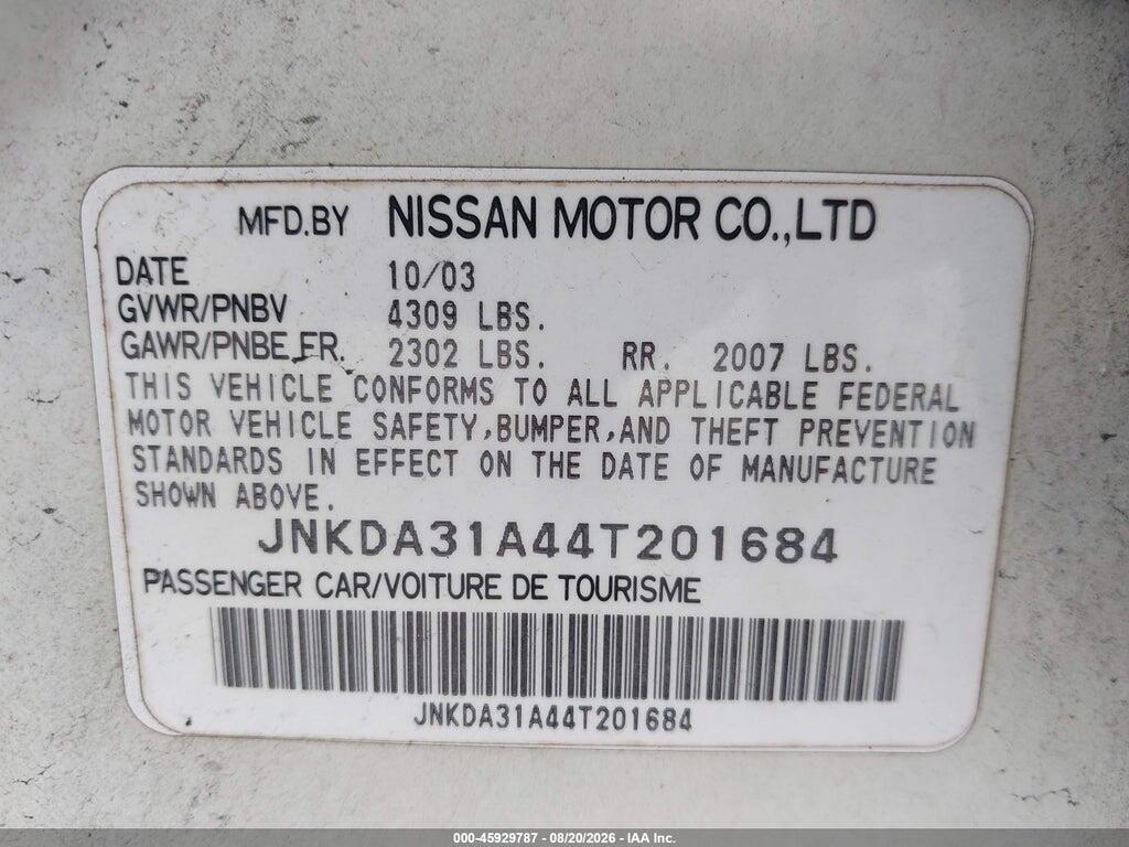 JNKDA31A44T201684 2004 INFINITI I35 photo no. 9