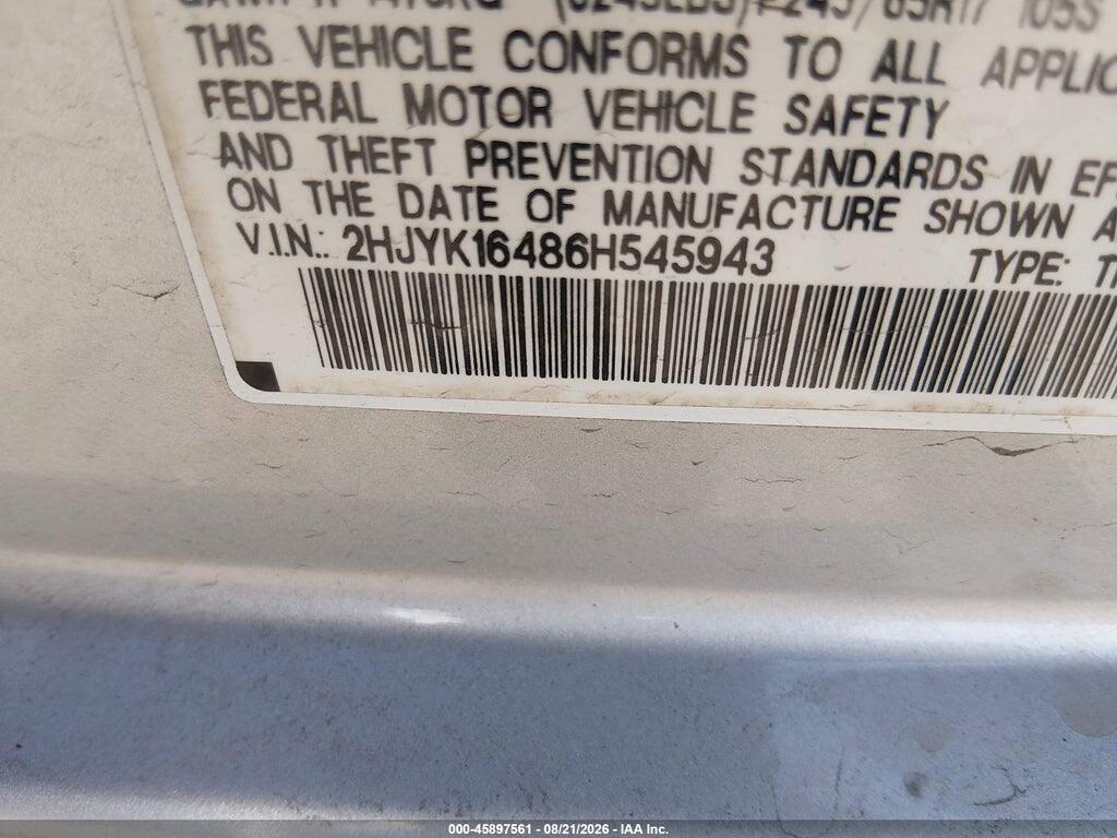 2HJYK16486H545943 2006 HONDA RIDGELINE photo no. 9