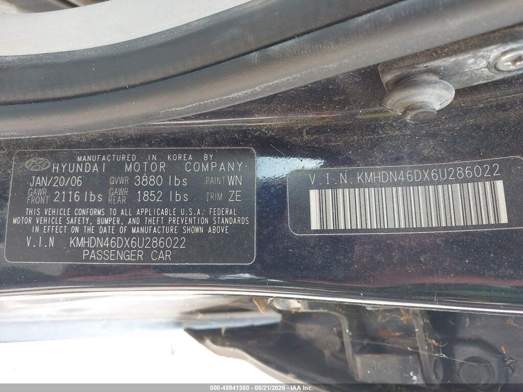 KMHDN46DX6U286022 2006 HYUNDAI ELANTRA photo no. 9