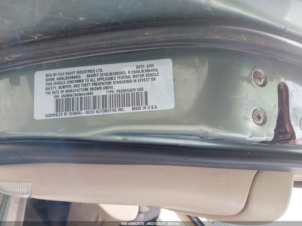 4S3BH675036655895 2003 SUBARU OUTBACK photo no. 9