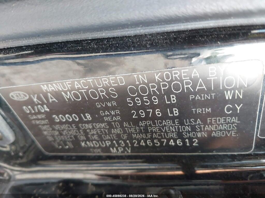 KNDUP131246574612 2004 KIA SEDONA photo no. 9
