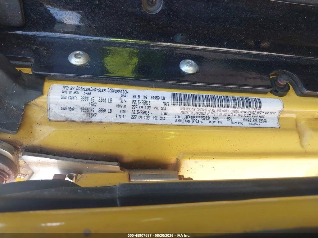 1J4FA49S6YP750034 2000 JEEP WRANGLER photo no. 9