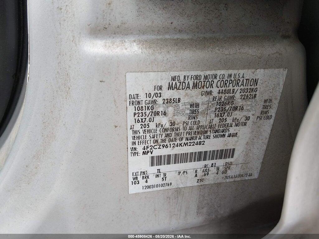 4F2CZ96124KM22482 2004 MAZDA TRIBUTE photo no. 9