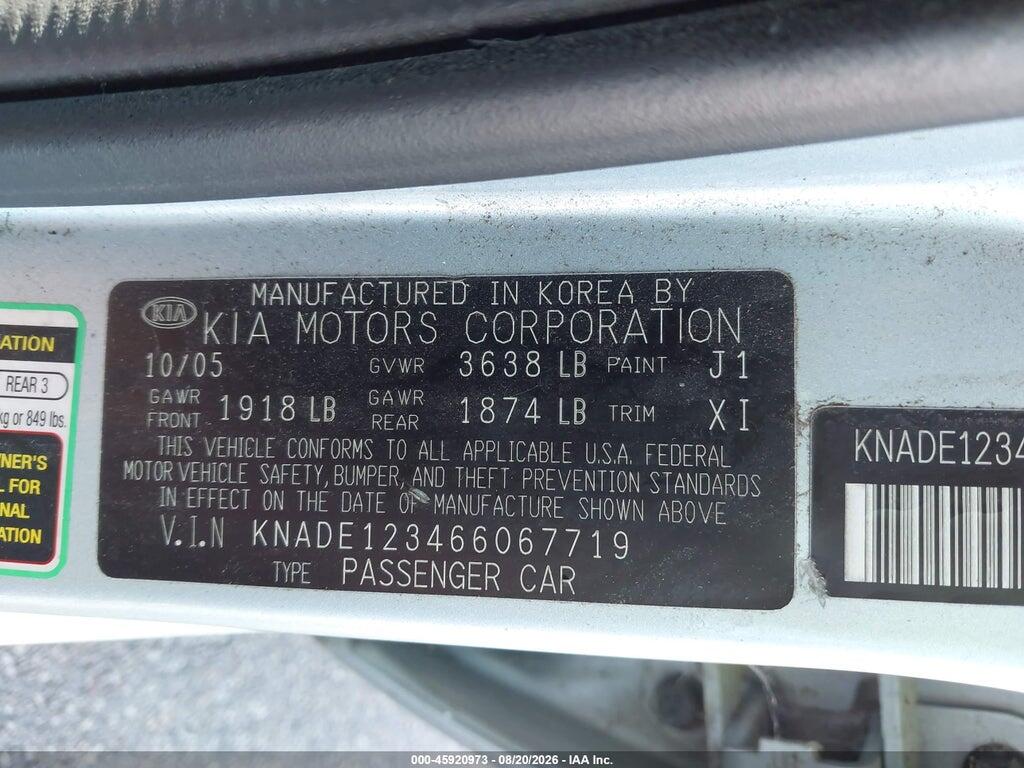 KNADE123466067719 2006 KIA RIO photo no. 9