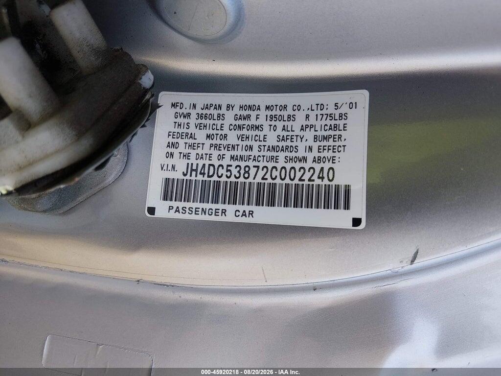 JH4DC53872C002240 2002 ACURA RSX photo no. 9