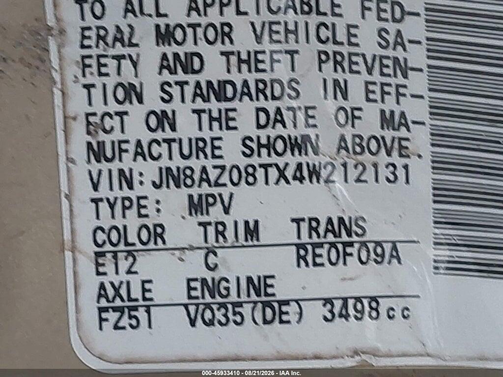 JN8AZ08TX4W212131 2004 NISSAN MURANO photo no. 9