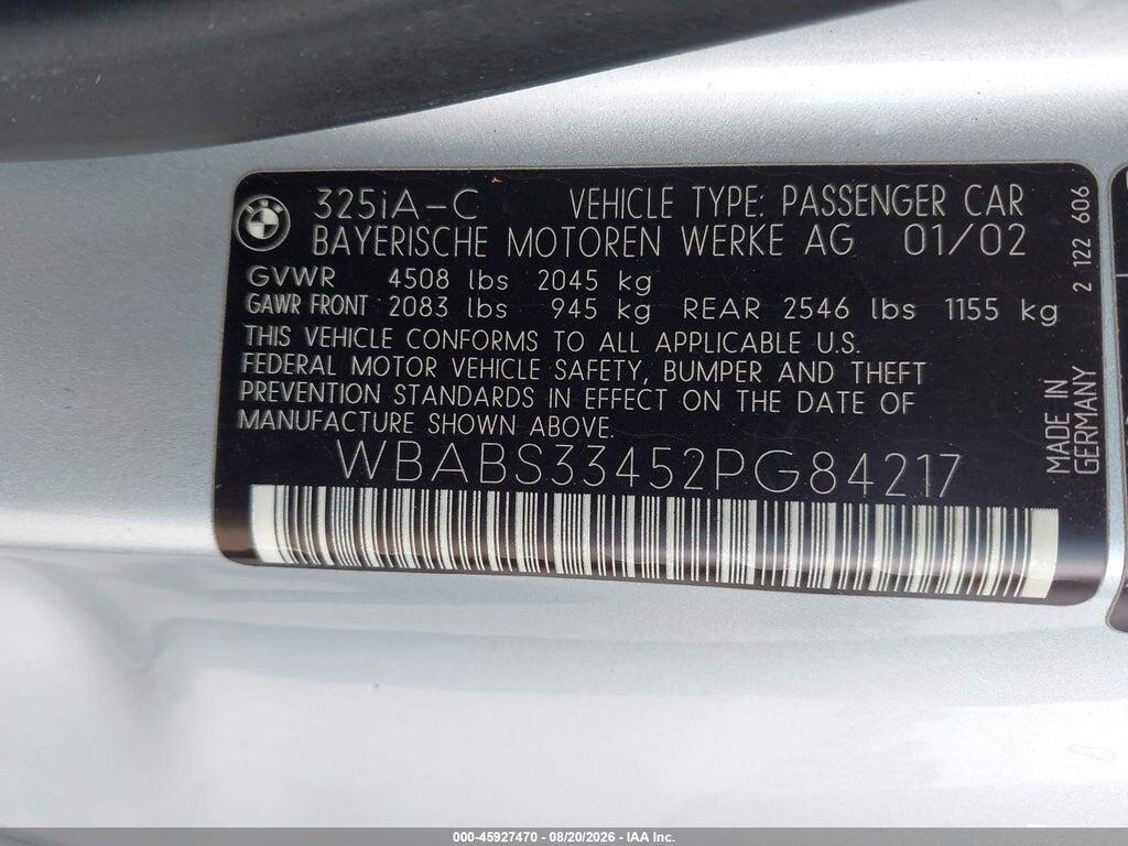 WBABS33452PG84217 2002 BMW 325CI photo no. 9