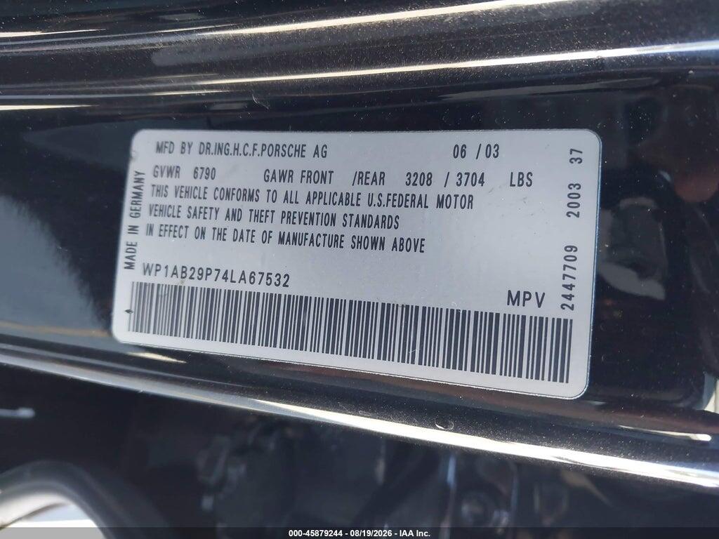 WP1AB29P74LA67532 2004 PORSCHE CAYENNE photo no. 9