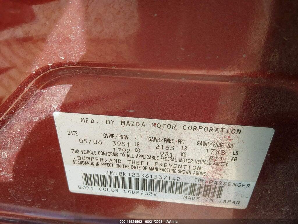 JM1BK123361537142 2006 MAZDA MAZDA3 photo no. 9