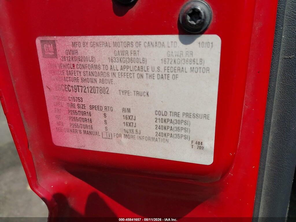 2GCEC19T721207802 2002 CHEVROLET SILVERADO 1500 photo no. 9