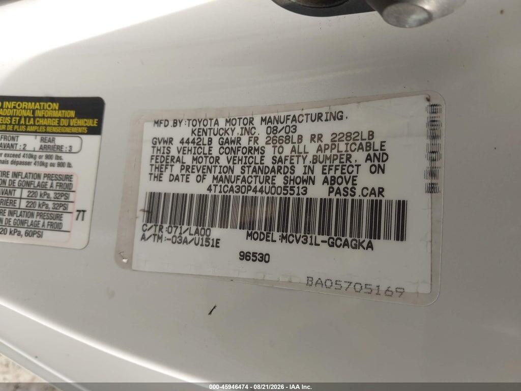 4T1CA30P44U005513 2004 TOYOTA CAMRY SOLARA photo no. 9
