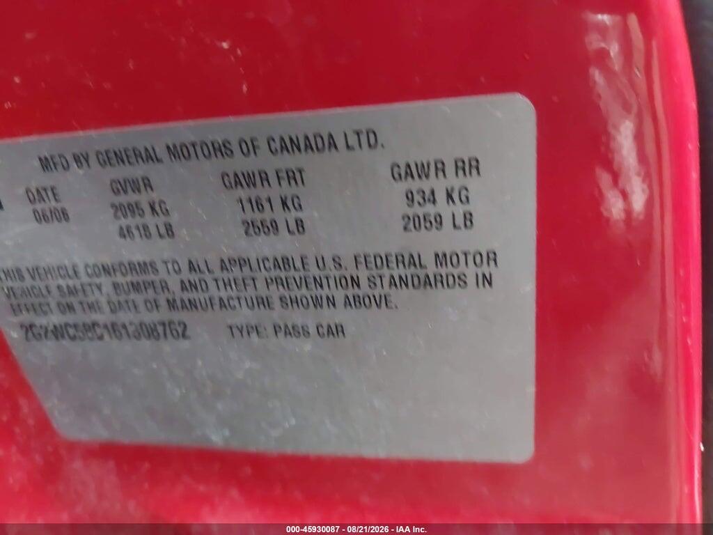 2G2WC58C161308762 2006 PONTIAC GRAND PRIX photo no. 9