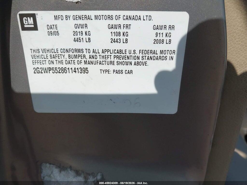 2G2WP552861141395 2006 PONTIAC GRAND PRIX photo no. 9