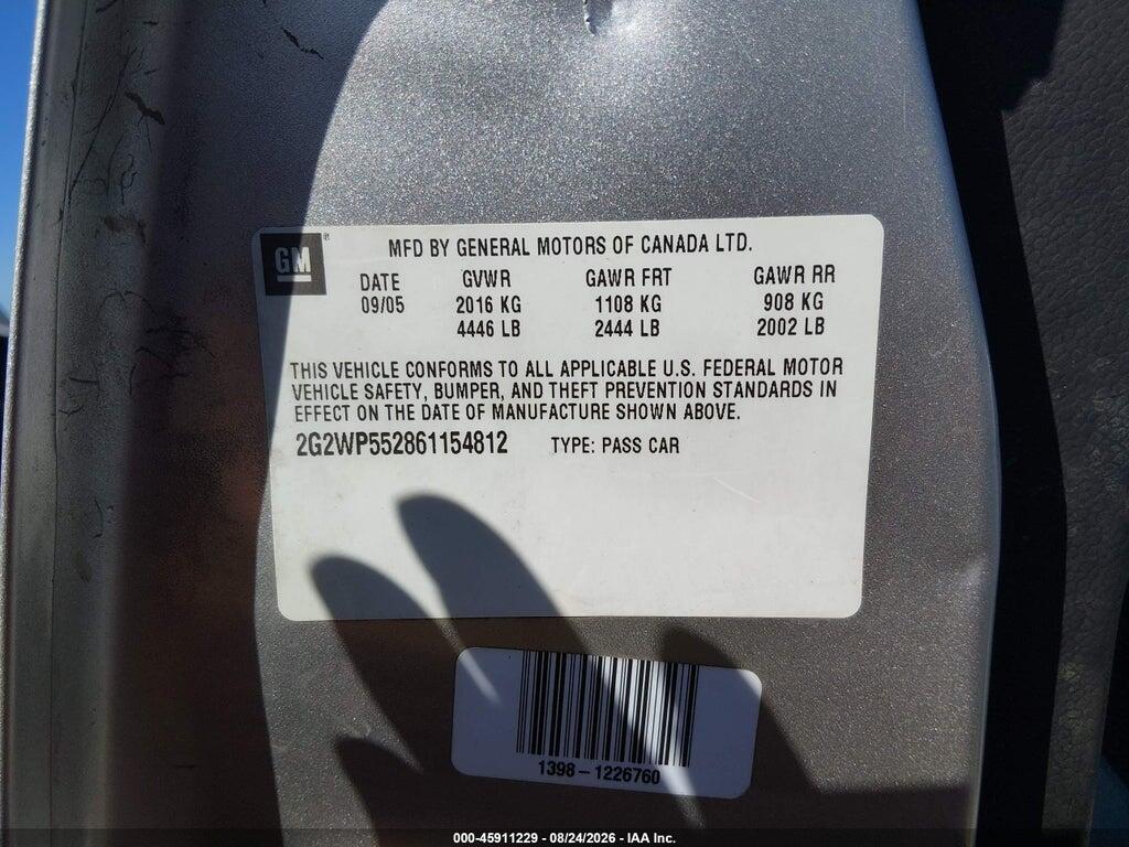 2G2WP552861154812 2006 PONTIAC GRAND PRIX photo no. 9