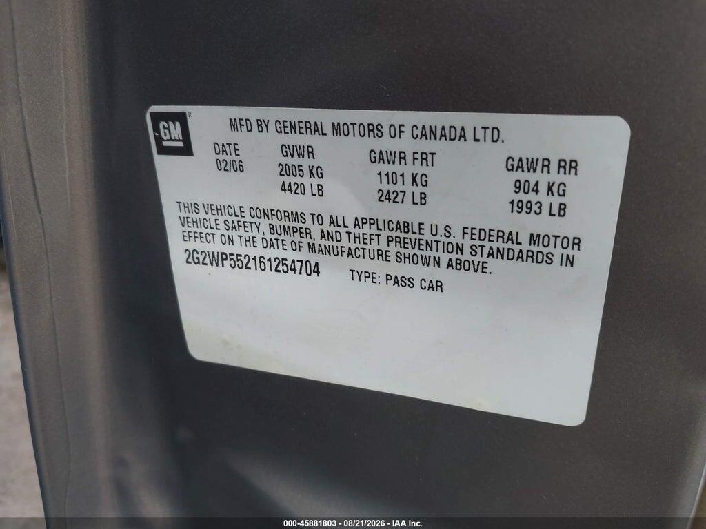 2G2WP552161254704 2006 PONTIAC GRAND PRIX photo no. 9
