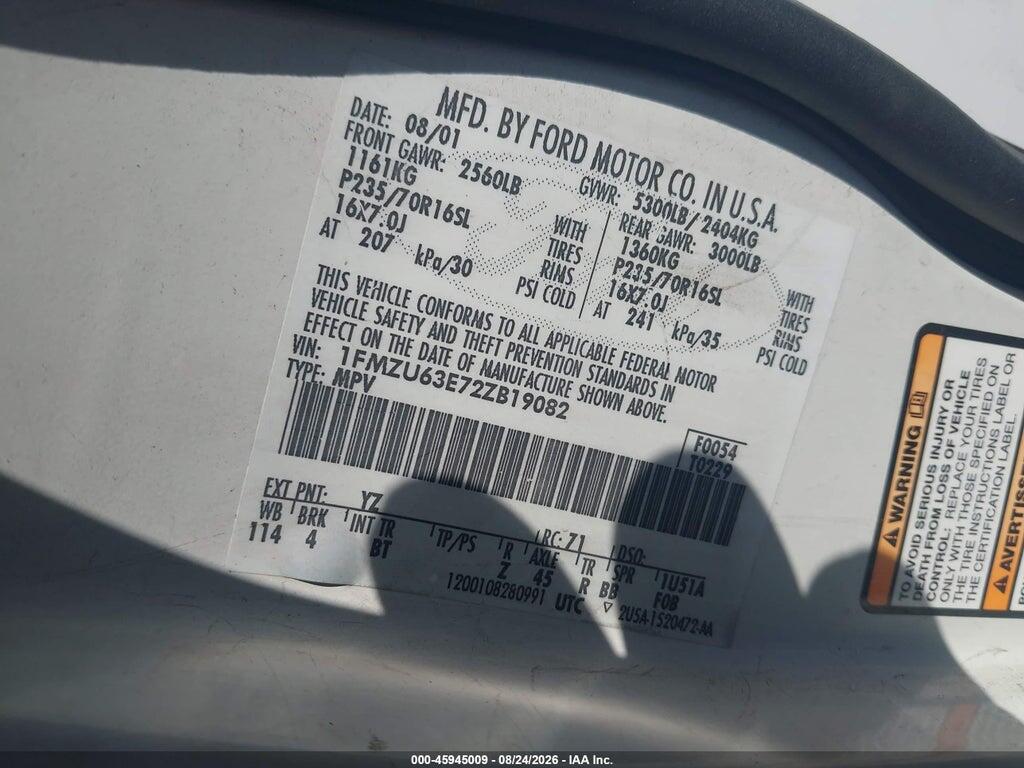 1FMZU63E72ZB19082 2002 FORD EXPLORER photo no. 9