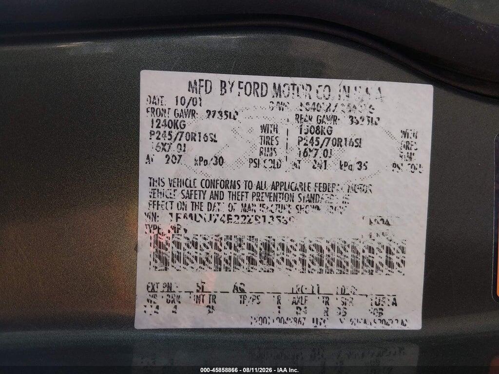 1FMDU74E22ZB13530 2002 FORD EXPLORER photo no. 9