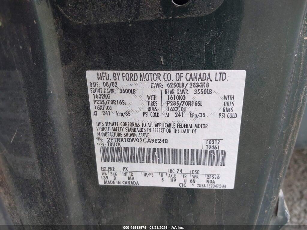2FTRX18W02CA98248 2002 FORD F-150 photo no. 9
