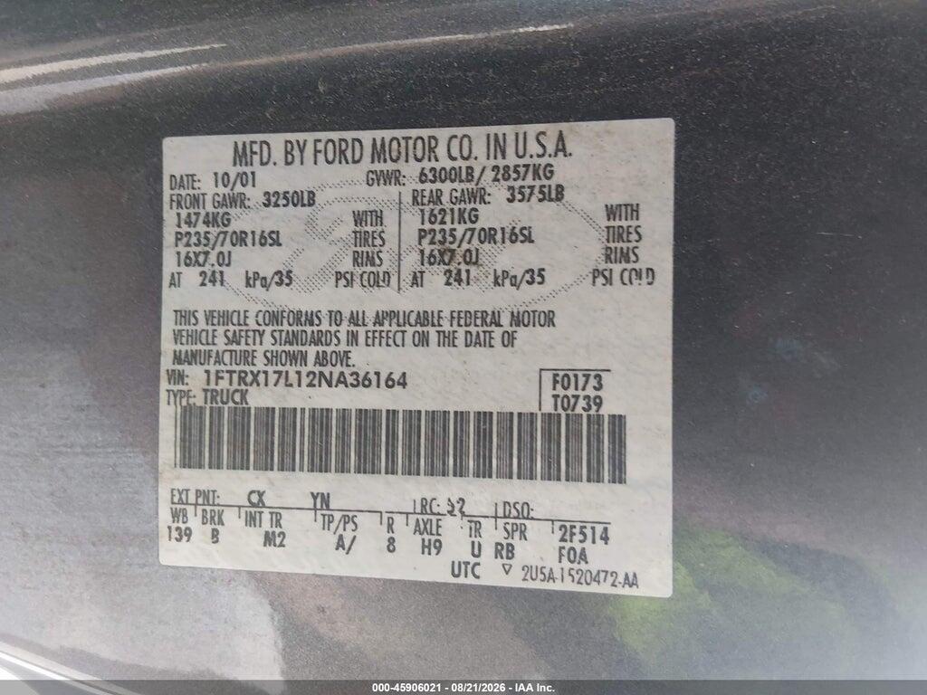 1FTRX17L12NA36164 2002 FORD F-150 photo no. 9