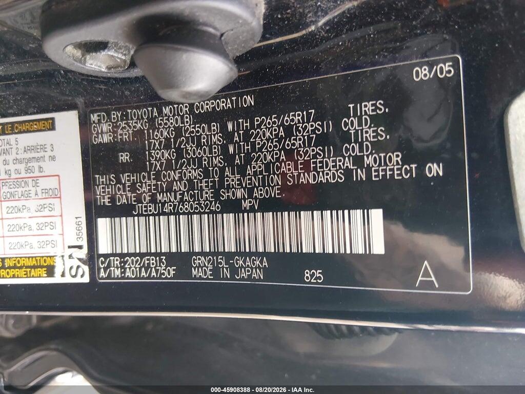 JTEBU14R768053246 2006 TOYOTA 4RUNNER photo no. 9