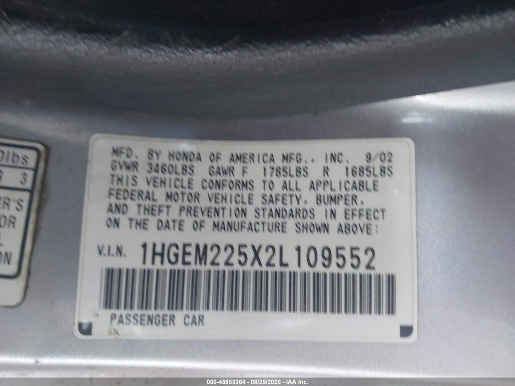 1HGEM225X2L109552 2002 HONDA CIVIC photo no. 9