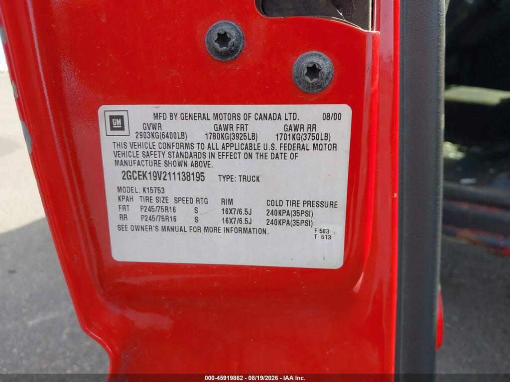 2GCEK19V211138195 2001 CHEVROLET SILVERADO 1500 photo no. 9