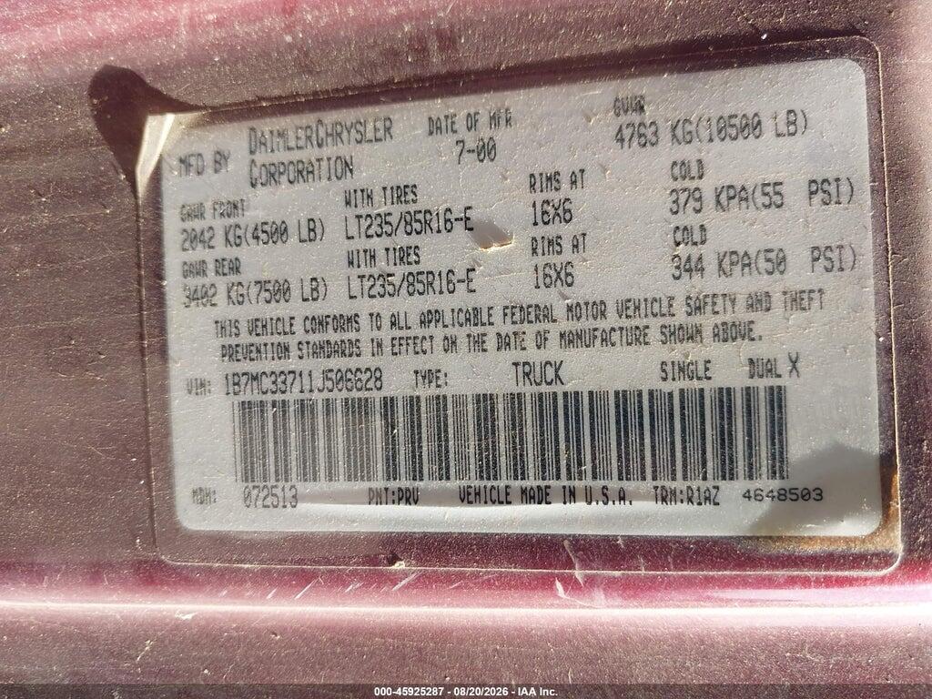 1B7MC33711J506628 2001 DODGE RAM 3500 photo no. 8