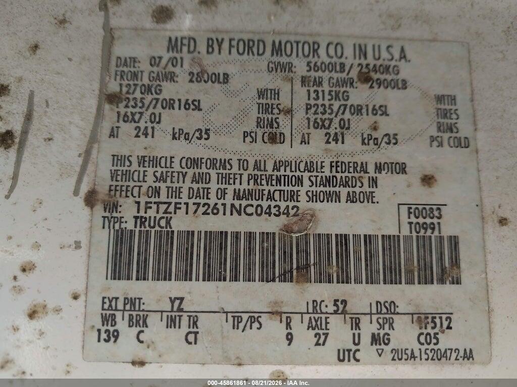 1FTZF17261NC04342 2001 FORD F-150 photo no. 9