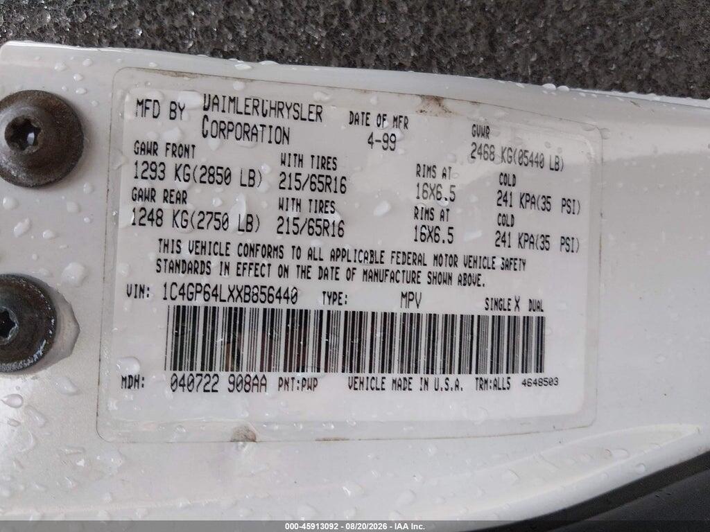 1C4GP64LXXB856440 1999 CHRYSLER TOWN & COUNTRY photo no. 9