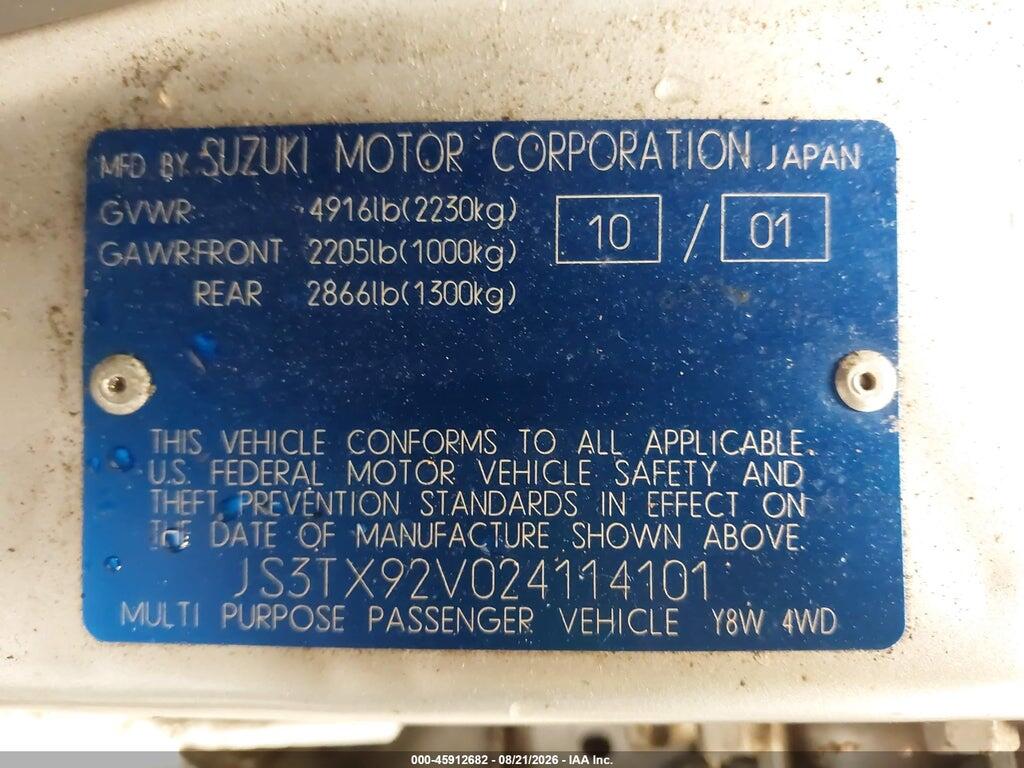JS3TX92V024114101 2002 SUZUKI XL-7 photo no. 9