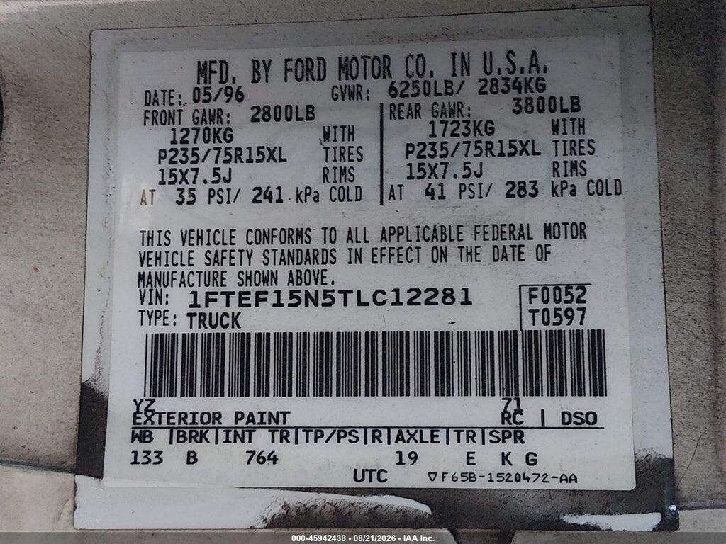 1FTEF15N5TLC12281 1996 FORD F150 photo no. 9