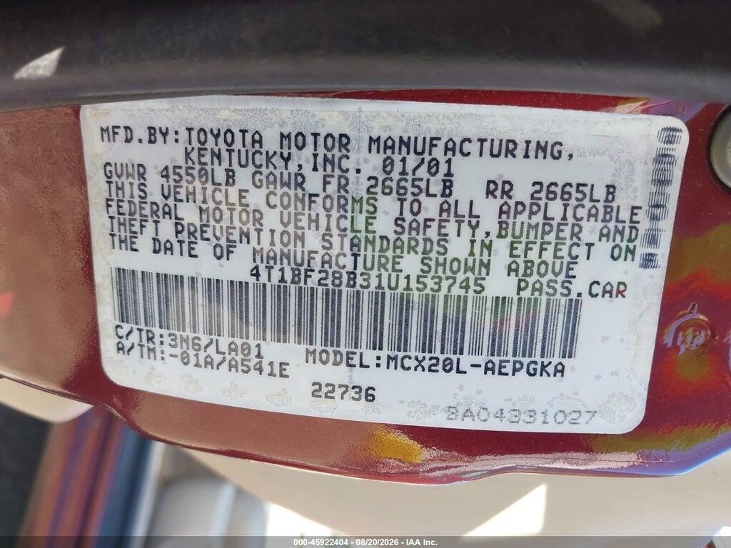 4T1BF28B31U153745 2001 TOYOTA AVALON photo no. 9