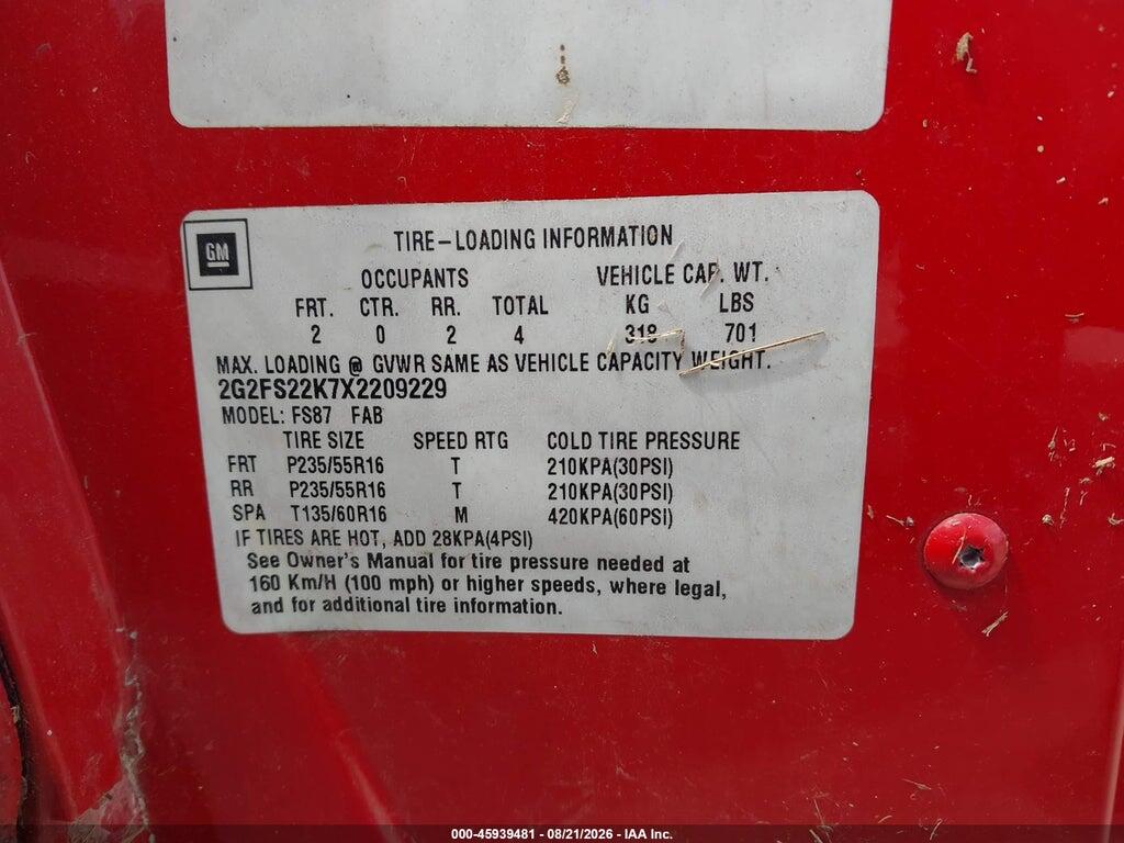 2G2FS22K7X2209229 1999 PONTIAC FIREBIRD photo no. 9