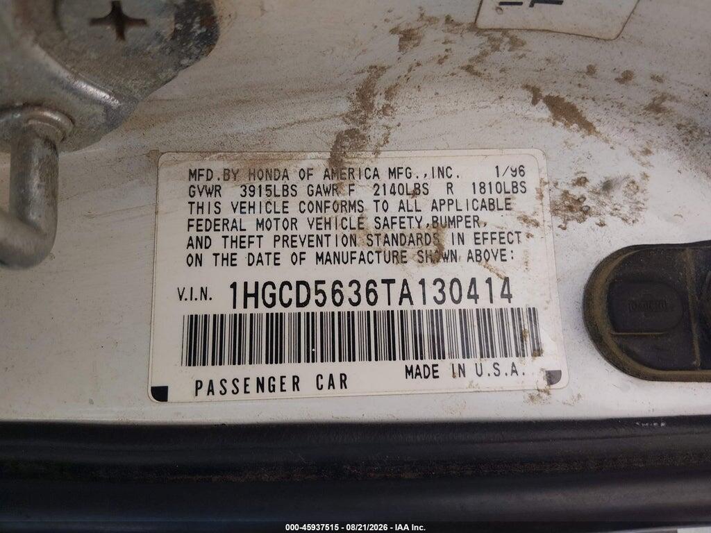 1HGCD5636TA130414 1996 HONDA ACCORD photo no. 9