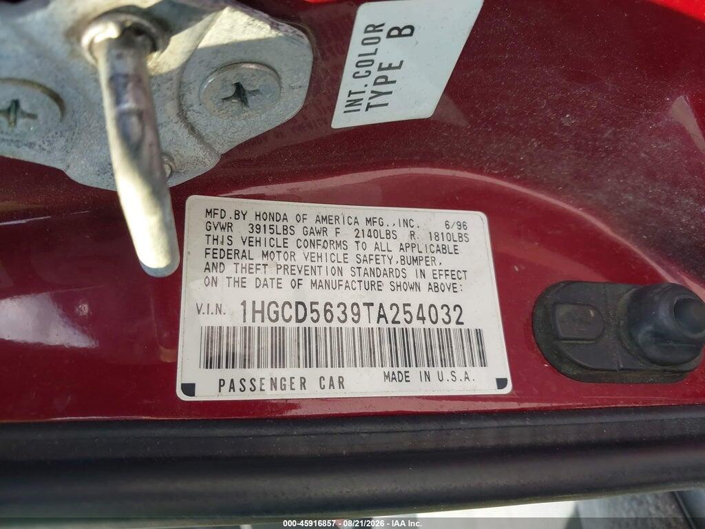 1HGCD5639TA254032 1996 HONDA ACCORD photo no. 9